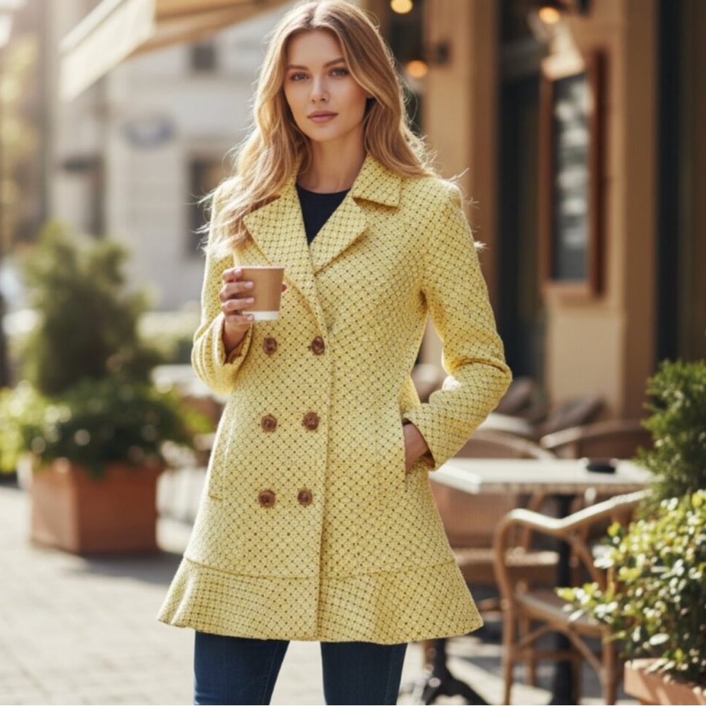 Cabi Hobnob Double Breasted Coat Topper #6249 Size S